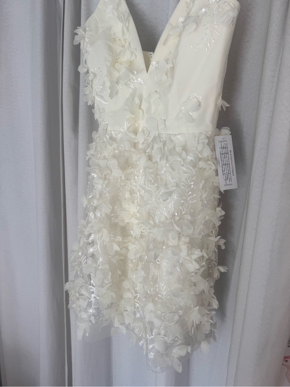 Ivory Floral Appliqué Spaghetti Strap Wedding Dress